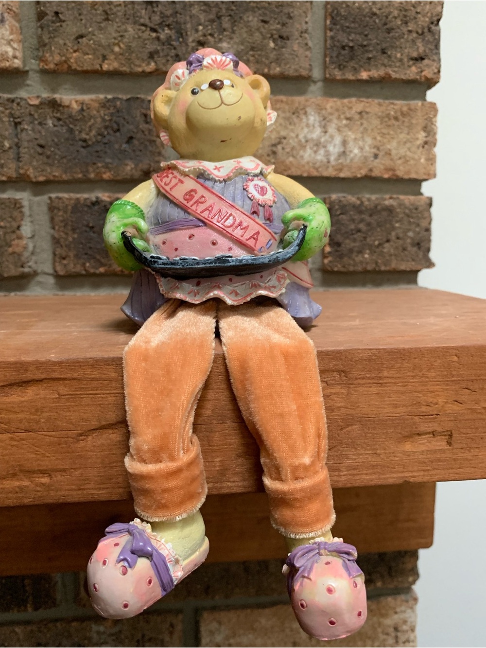 Cherished Teddies Grandma Bear Figurine in Pink, Lavender, Peach and Green
